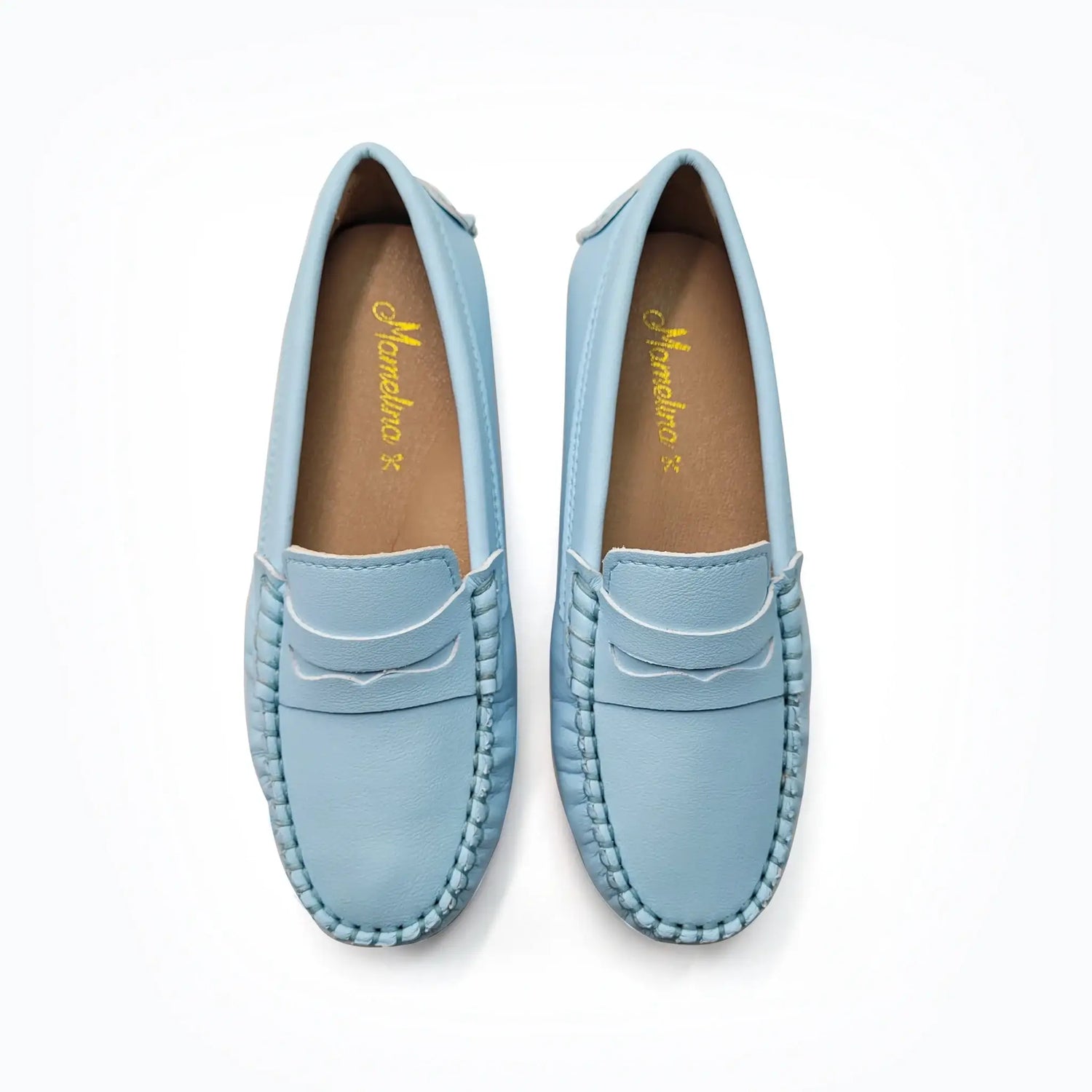 Mamelina light blue penny loafer shoes fast shipping