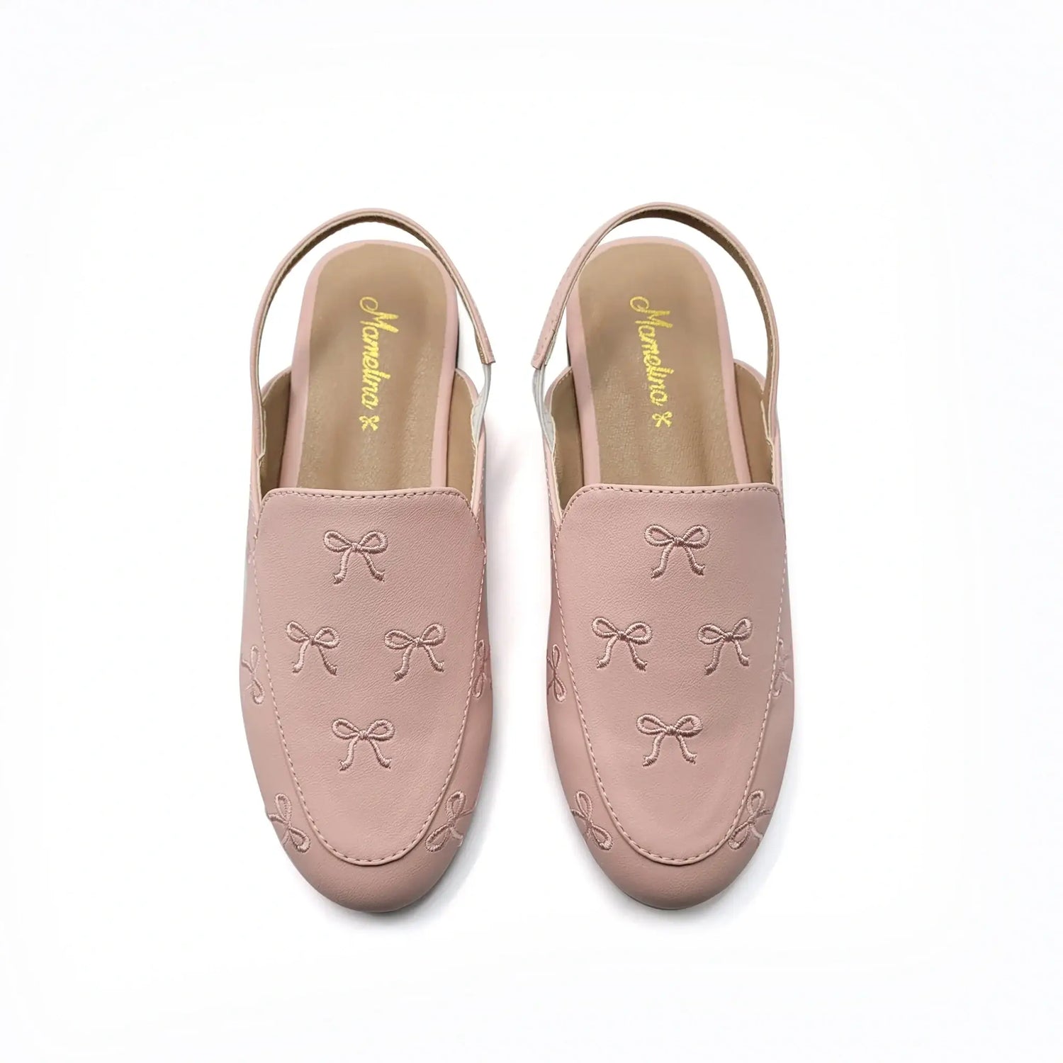 Mamelina light pink bows mule leather shoes fast shipping