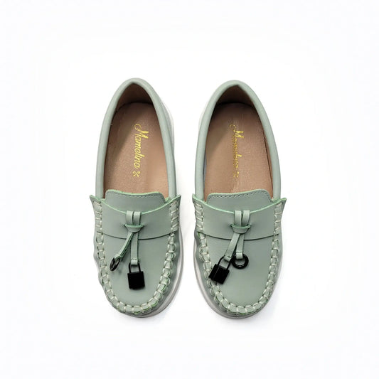 Mamelina mint green loafer leather shoes fast shipping