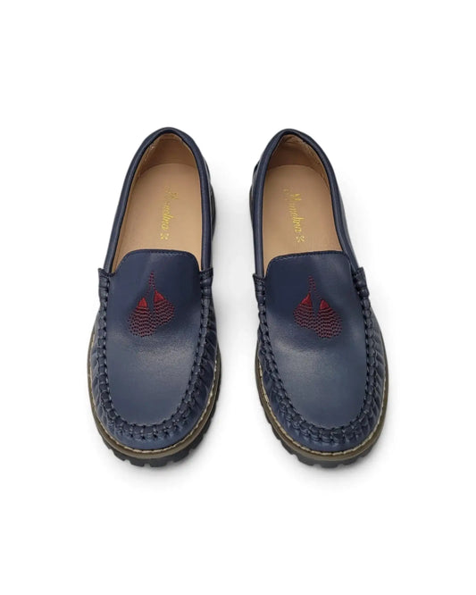 Mamelina navy tassel embroidered chunky loafer fast shipping