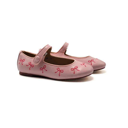 Mamelina pink bow embroidered mary jane shoes fast shipping
