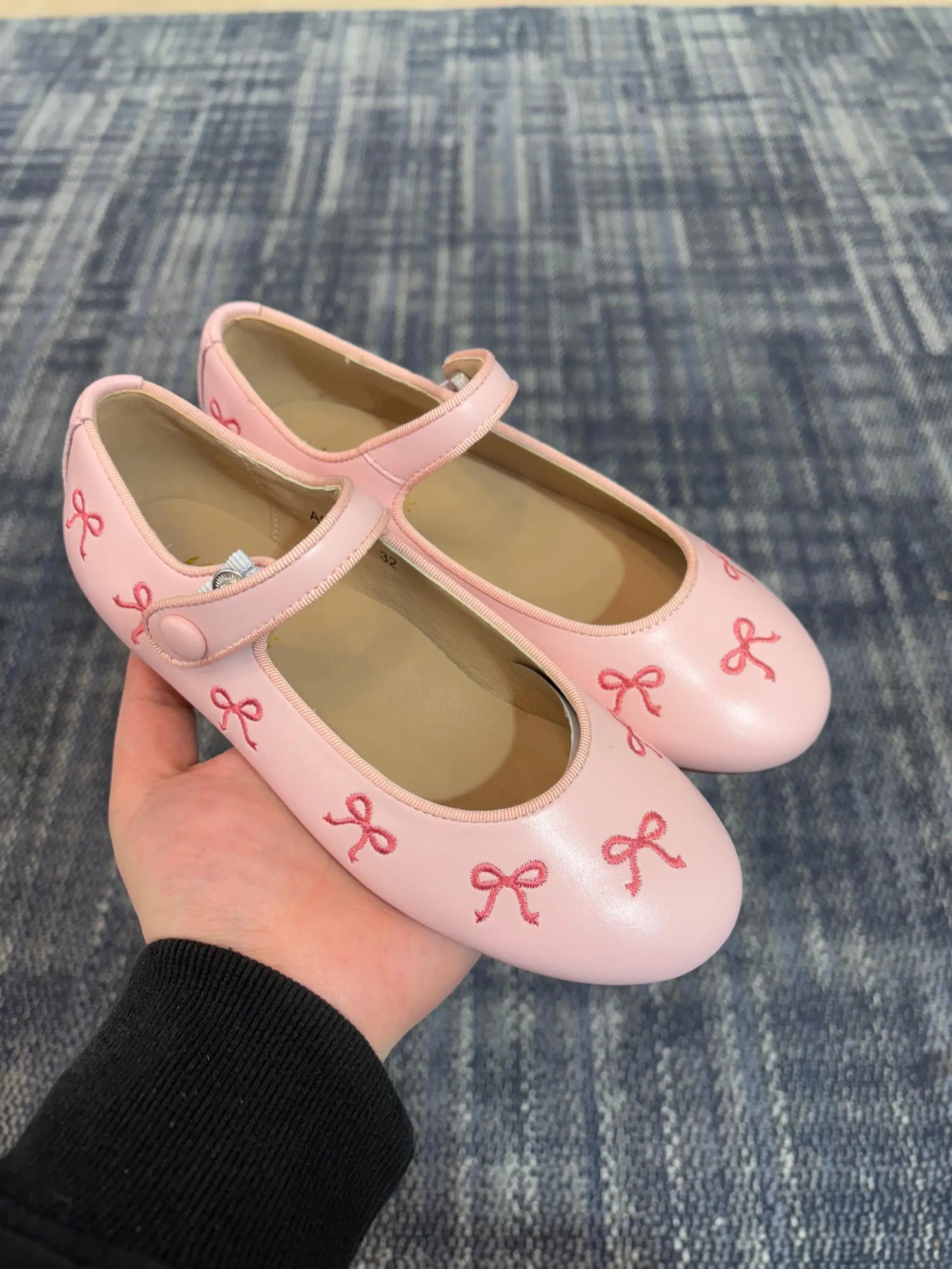 Mamelina pink bow embroidered mary jane shoes fast shipping