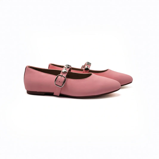 Mamelina pink leather heart mary jane shoes fast shipping