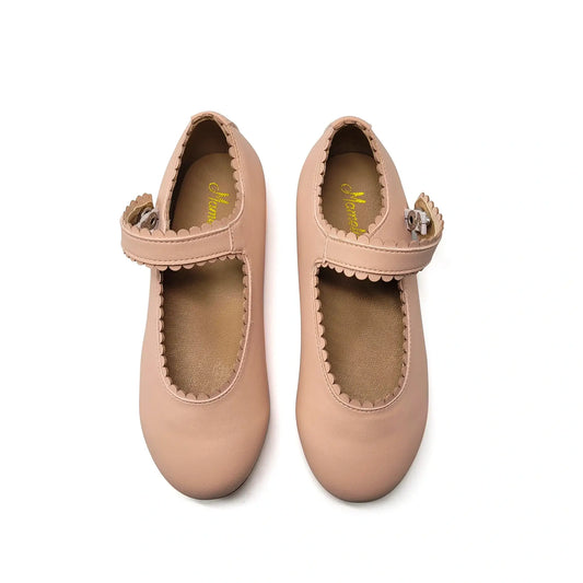 Mamelina pink leather scalloped mary jane shoes fast shipping