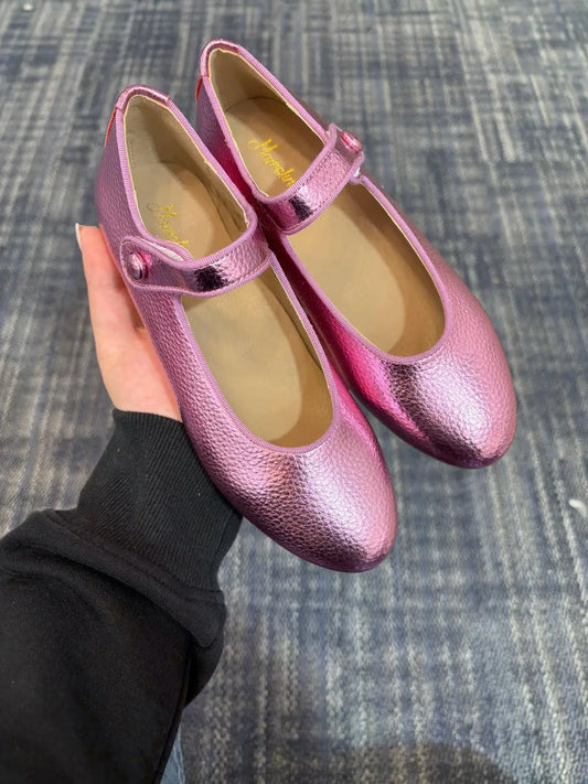 Mamelina pink metal mary jane shoes fast shipping