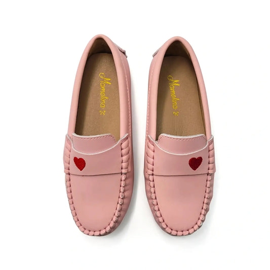 Mamelina pink red heart loafer leather shoes fast shipping