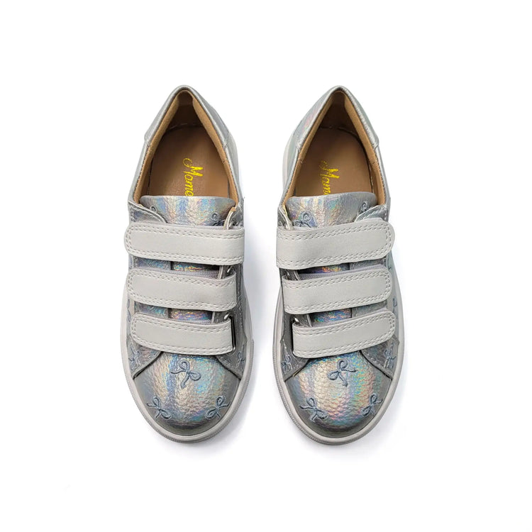 Mamelina silver bow velcro sneakers for girls fast shipping