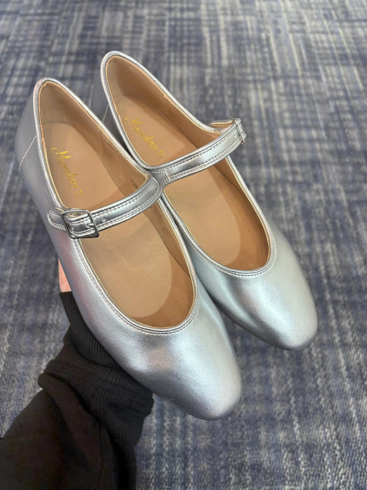 Mamelina silver leather mary jane shoes fast shipping