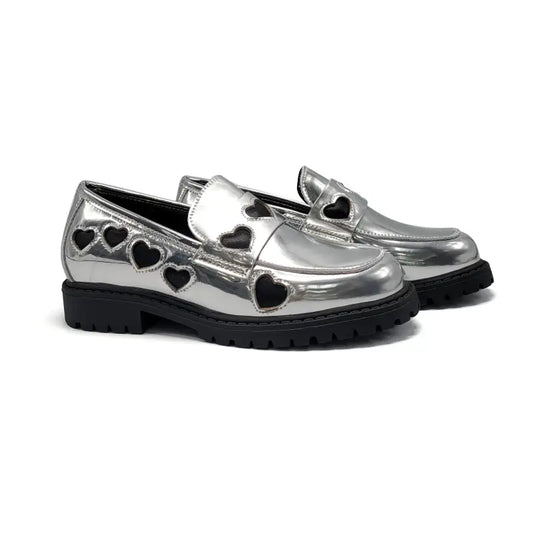 Mamelina Silver Metal Chunky Loafer 2407