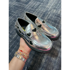Mamelina silver metal heart chunky loafer 2407 slip on dress