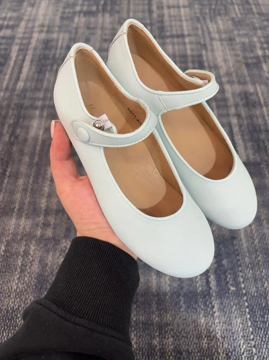 Mamelina sky blue mary jane leather shoes fast shipping