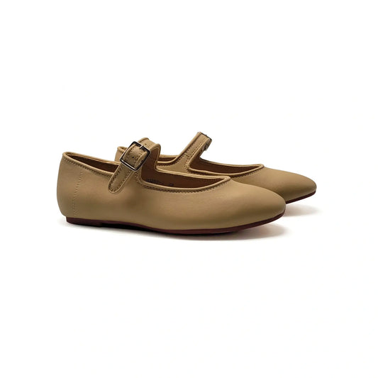 Mamelina taupe leather mary jane flats fast shipping
