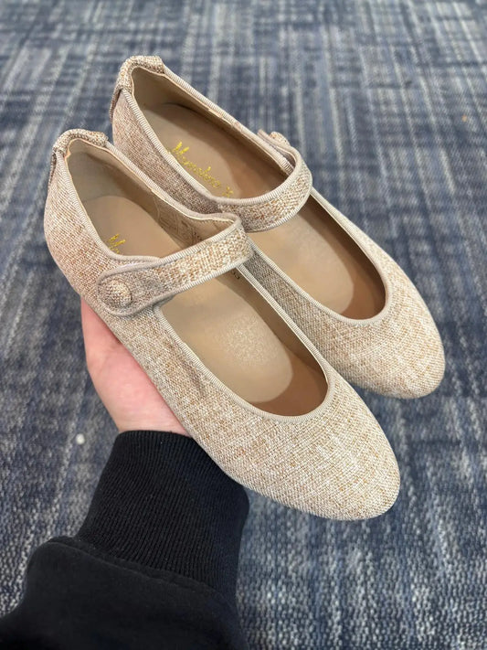 Mamelina taupe linen mary jane shoes fast shipping