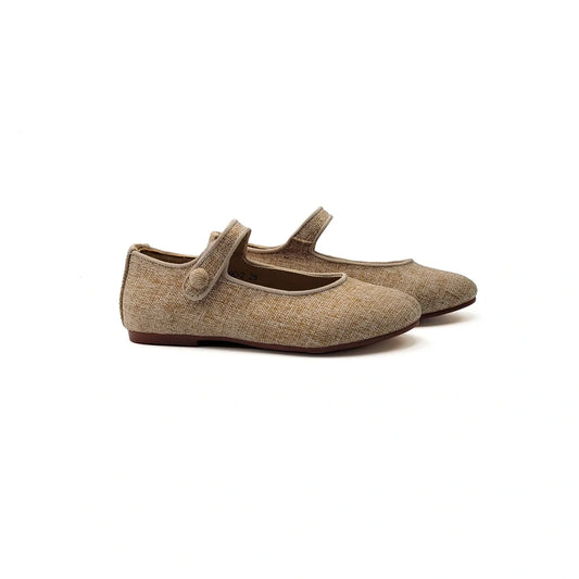 Mamelina taupe linen mary jane flats fast shipping