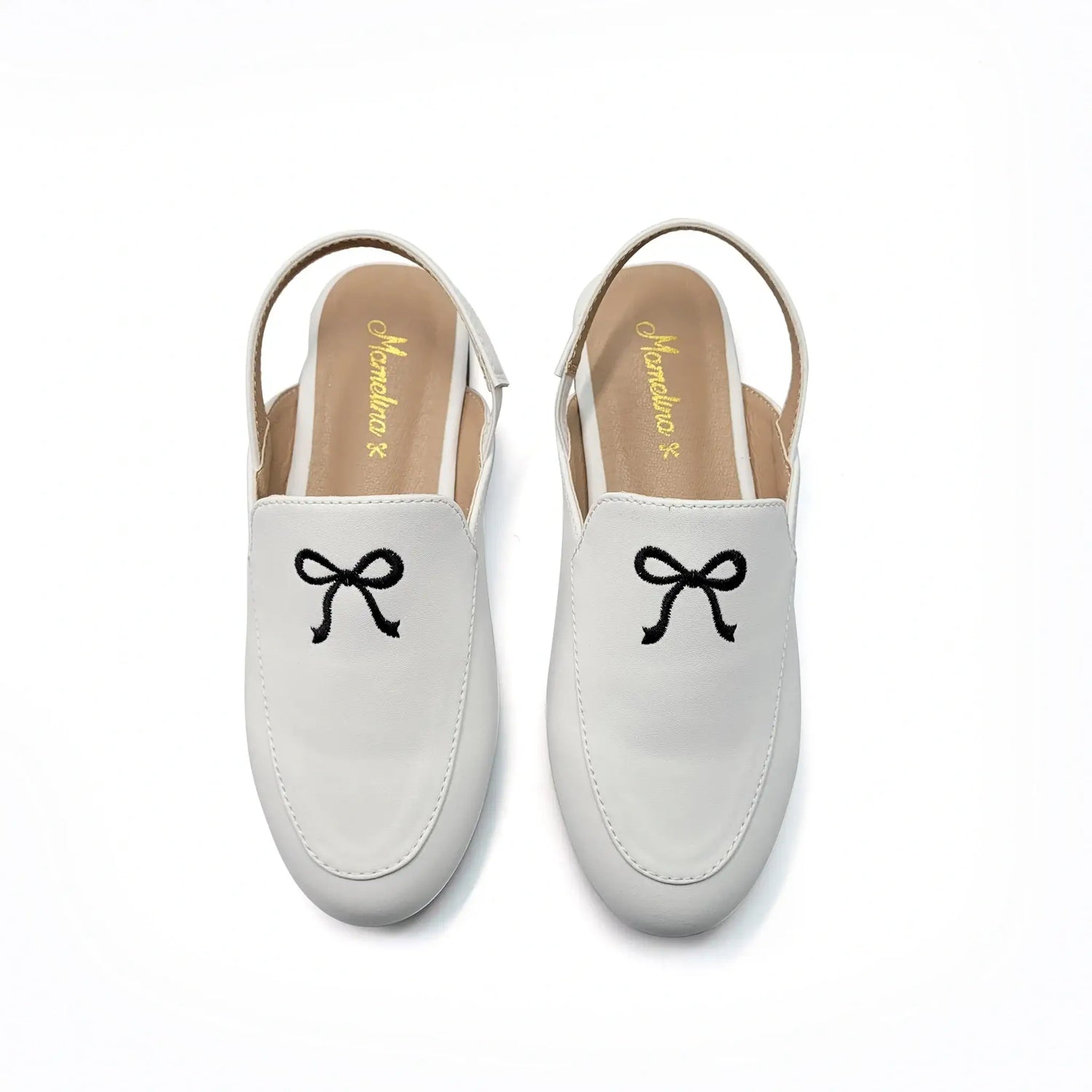 Mamelina white black bow embroidered mule fast shipping