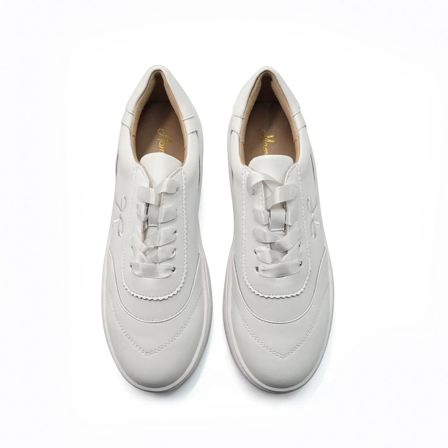 White bow lace up sneakers for women fast shipping