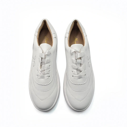 White bow lace up sneakers for women fast shipping
