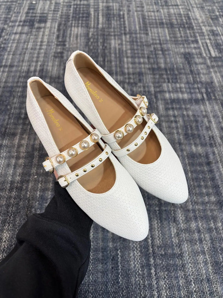 Mamelina white pearl mary jane shoes fast shipping