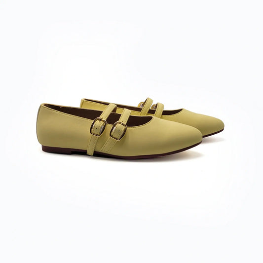 Mamelina yellow leather mary jane shoes fast shipping
