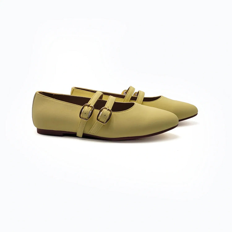 Mamelina yellow leather mary jane shoes fast shipping