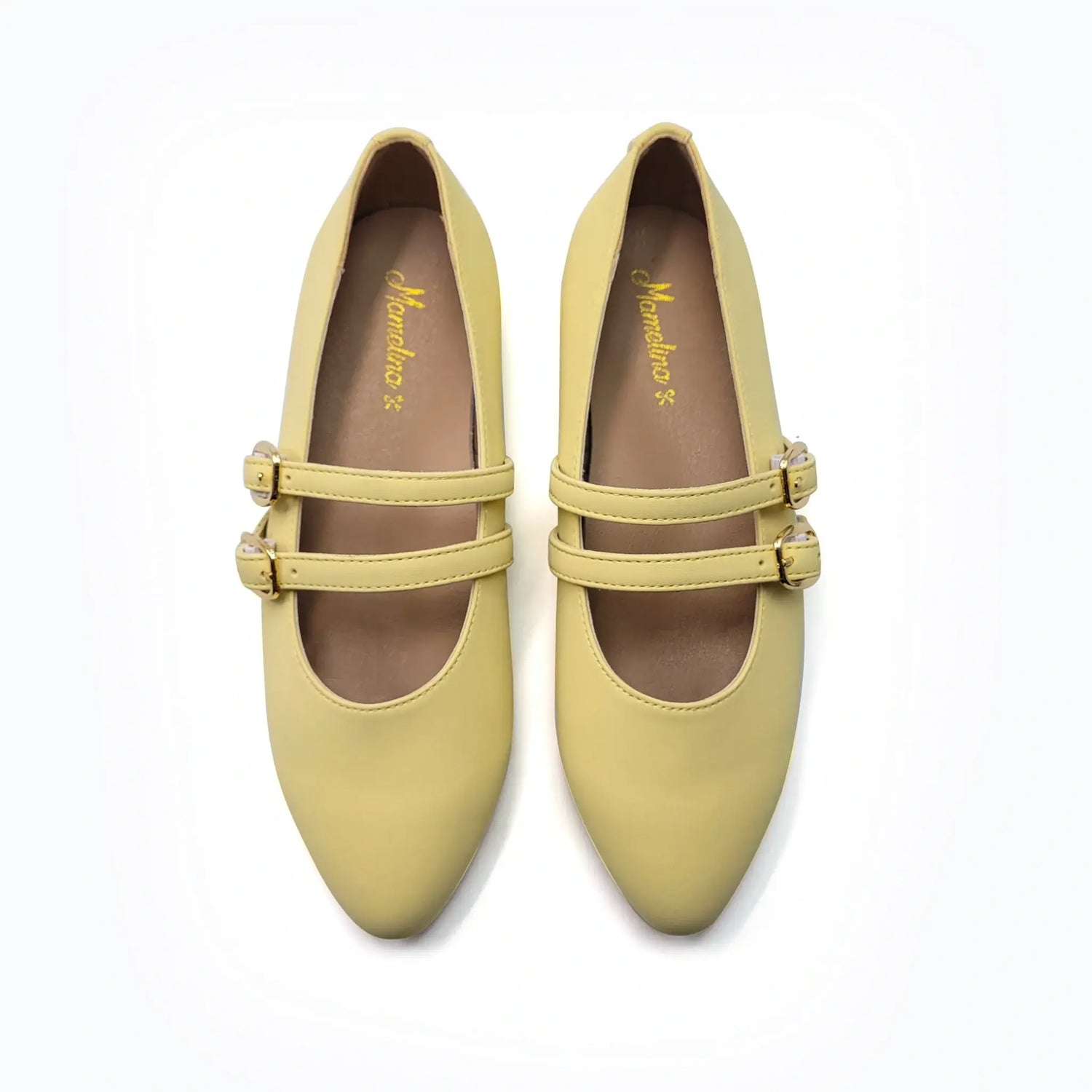 Mamelina yellow leather mary jane shoes fast shipping