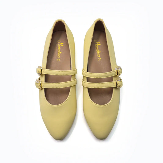 Mamelina yellow leather mary jane shoes fast shipping