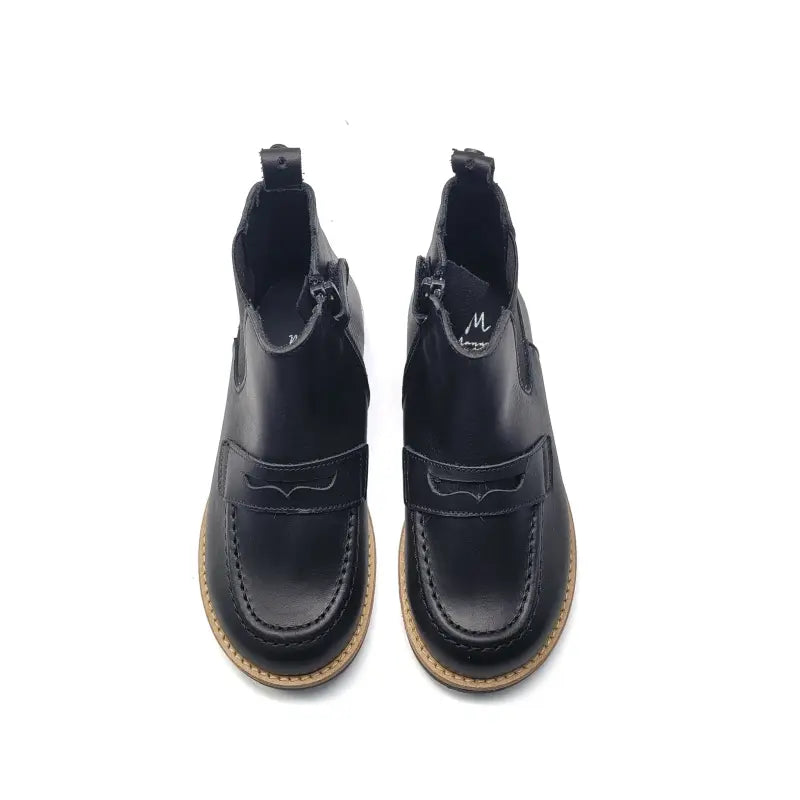 Manuela de juan black leather penny boot s3219 - bootie