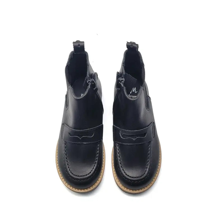 Manuela de juan black leather penny boot s3219 - bootie