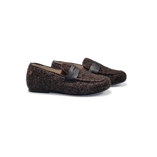 Manuela de juan brown chocolate flannel slip on penny loafer s3139 - smoking
