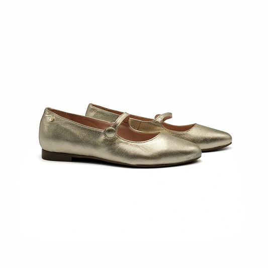 Manuela de juan platinum gold mary jane flats fast shipping
