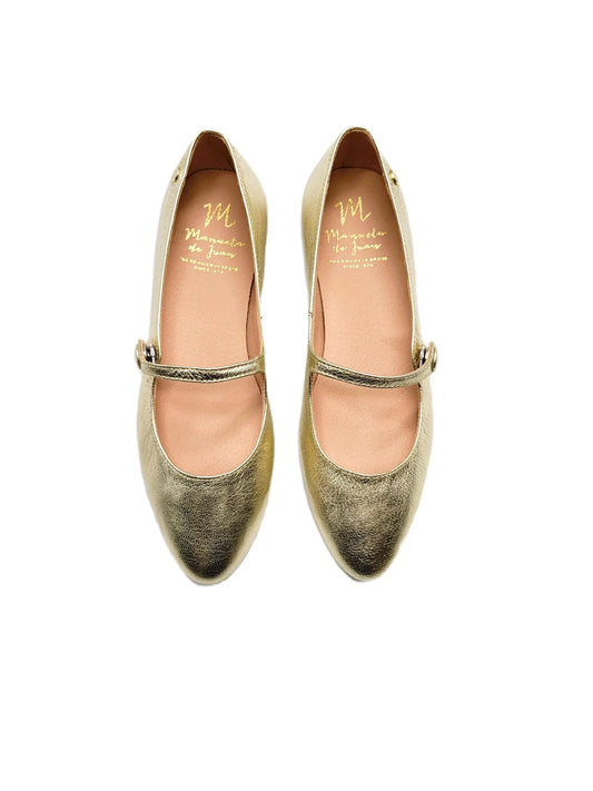 Manuela de juan platinum gold mary jane flats fast shipping