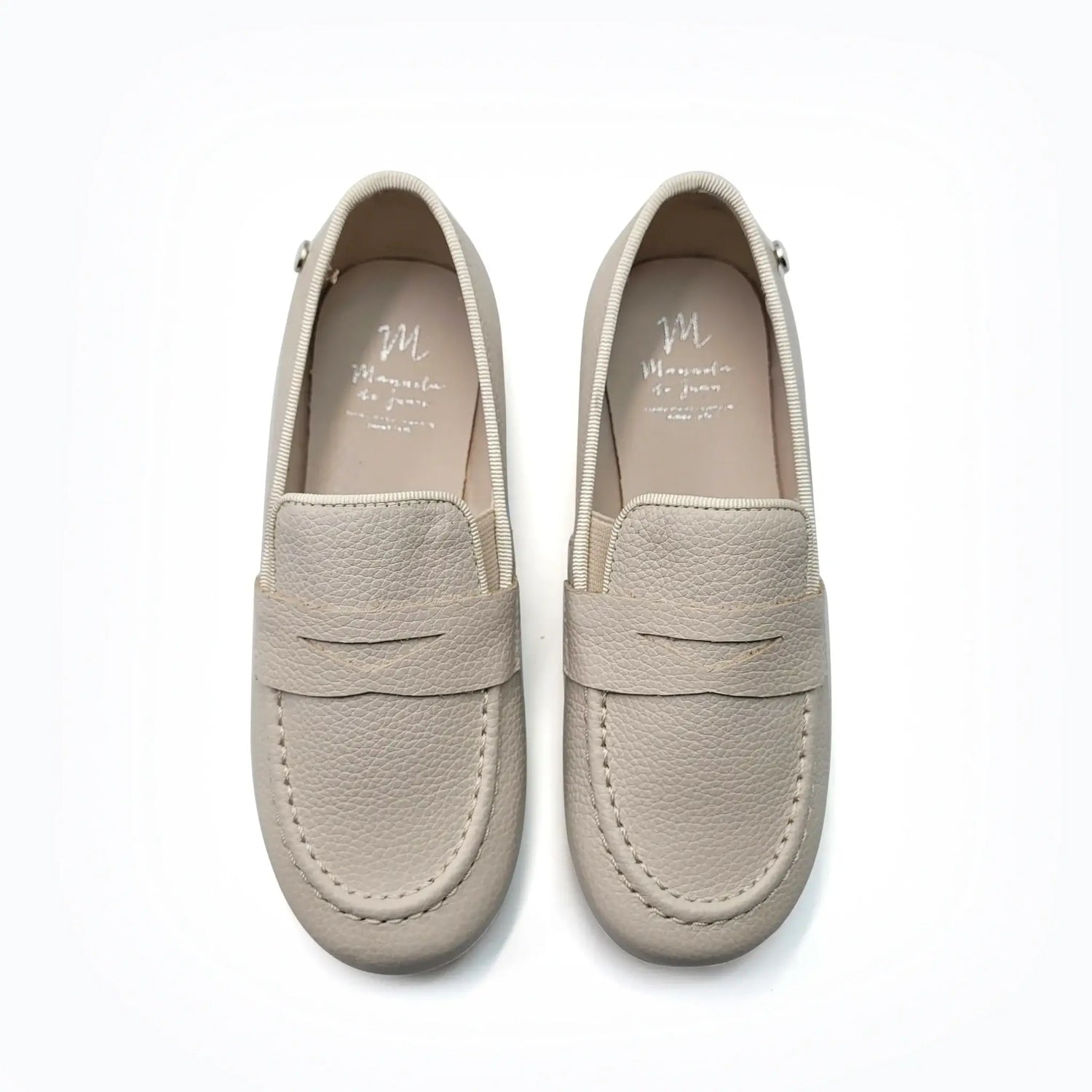 Manuela de juan cream pebbled penny loafer fast shipping