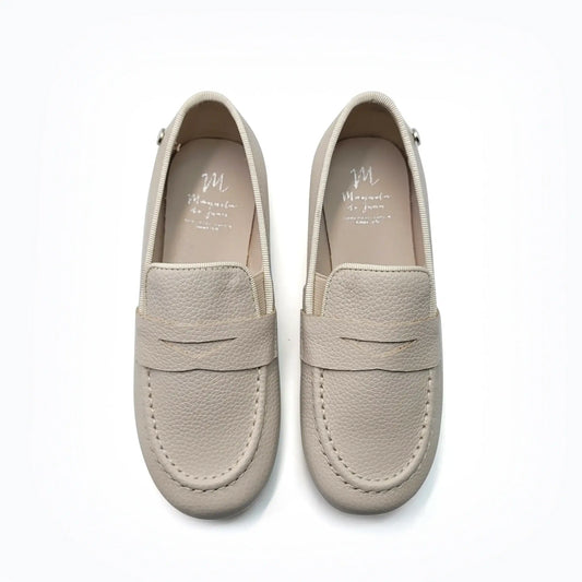 Manuela de juan cream pebbled penny loafer fast shipping