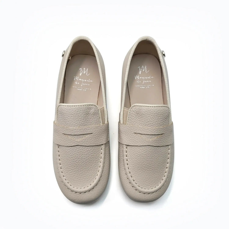 Manuela de juan cream pebbled penny loafer fast shipping