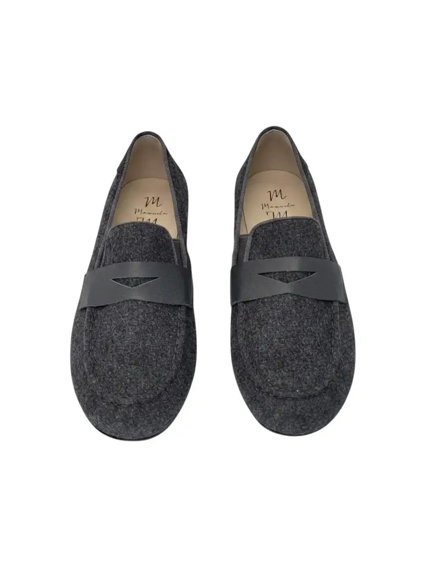 Manuela de juan miqueas grey flannel penny loafer | kids fast shipping