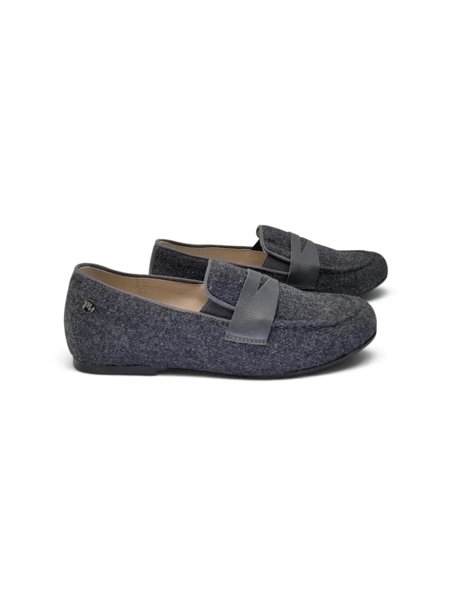 Manuela de juan miqueas grey flannel penny loafer | kids fast shipping