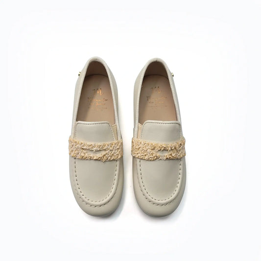 Manuela de juan ivory penny loafer flats fast shipping