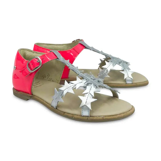 Manuela De Juan Neon Pink Silver Star Sandal S2742 - GIRLS