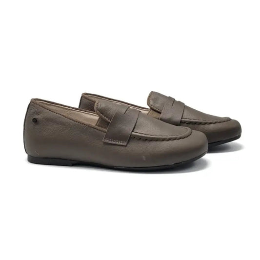 Manuela de juan taupe mocha leather penny loafer s3139 smoking slip