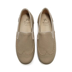 Manuela de juan taupe pebbled wingtip smoking shoe s3028 - boys
