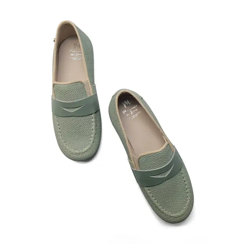 Manuela De Juna Sage Green Penny Loafer S3139