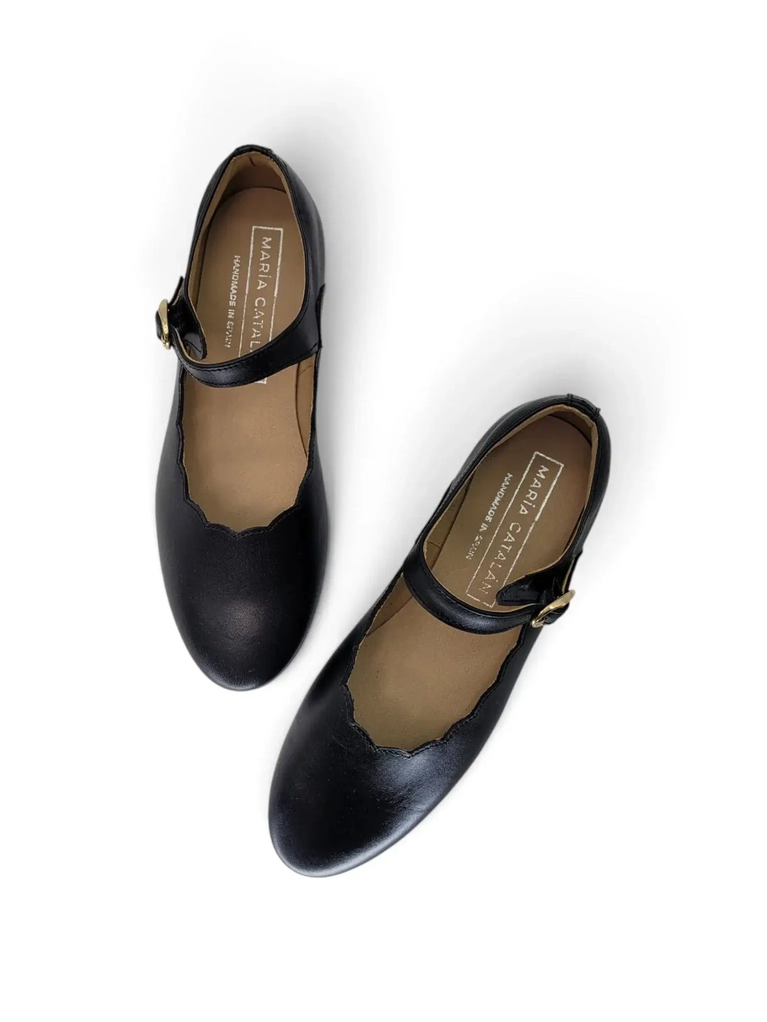 Maria catalan black leather scalloped mary jane | kids fast shipping