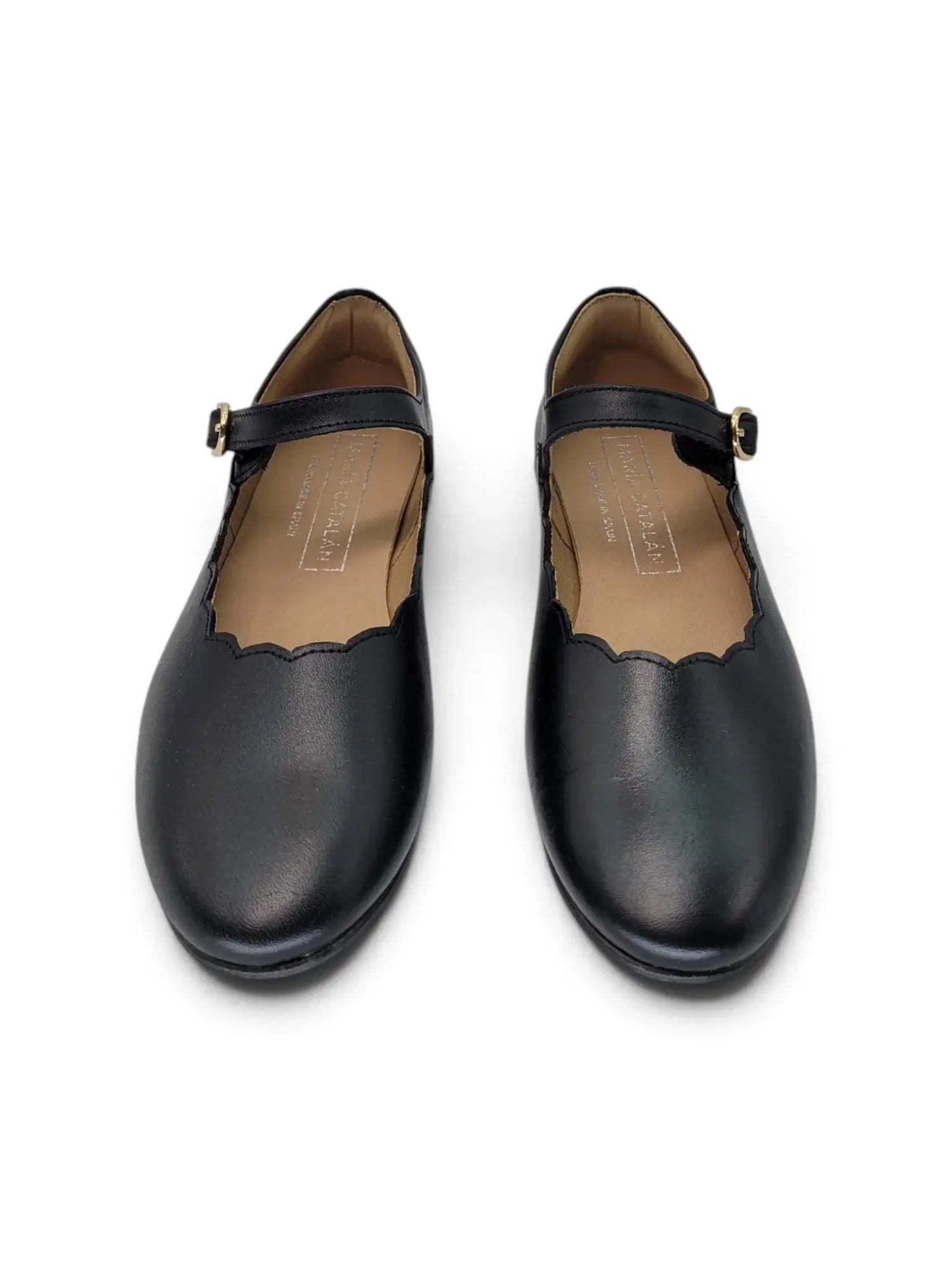 Maria catalan black leather scalloped mary jane | kids fast shipping