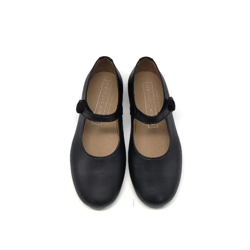 MARIA CATALAN Black Leather Vintage Mary Jane AT602 - GIRLS