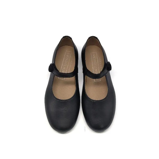 MARIA CATALAN Black Leather Vintage Mary Jane AT602 - GIRLS