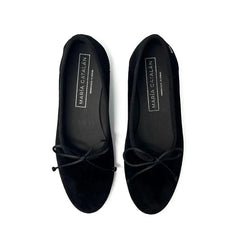 Maria Catalan Black Velvet Hi Cut Ballet Flat 605710 - GIRLS
