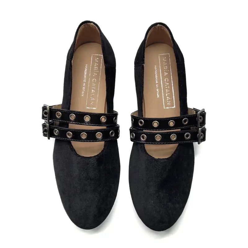 Maria Catalan Black Velvet Womens Mary Jane 720725 – Laced Shoe Inc