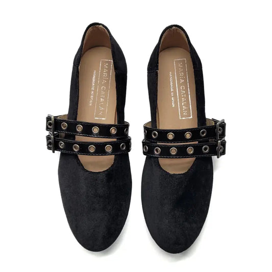 Maria catalan black velvet mary jane 720725