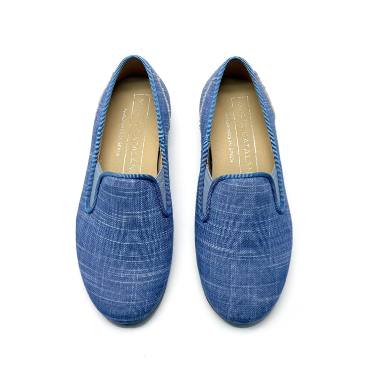 Maria catalan blue textured smoking shoe flats fast shipping