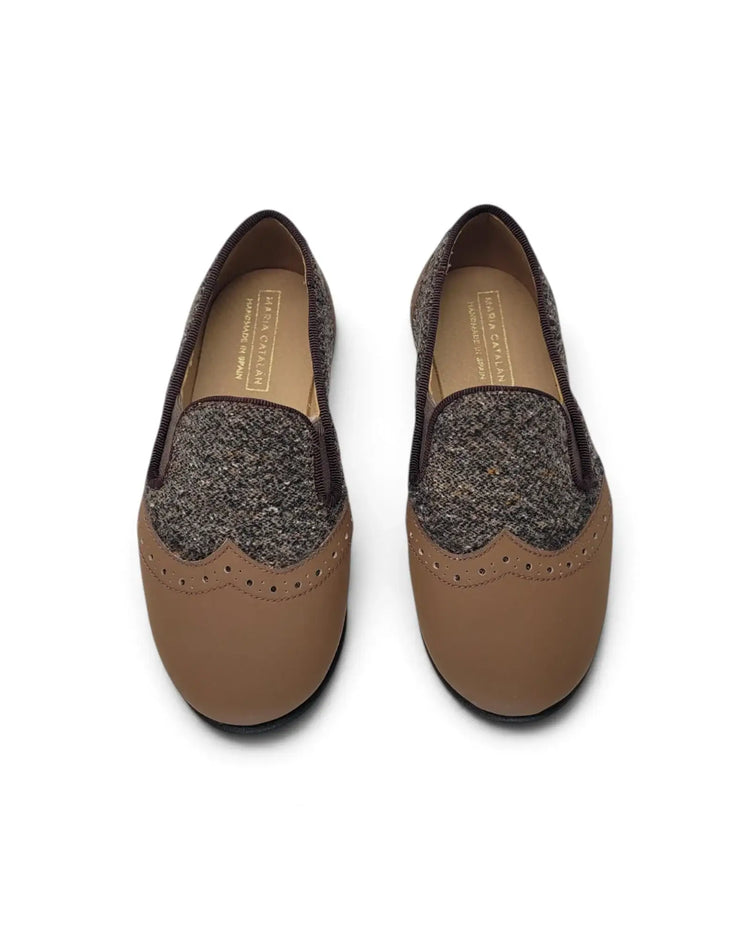 Maria catalan brown tweed smoking shoe | kids’ shoes fast shipping